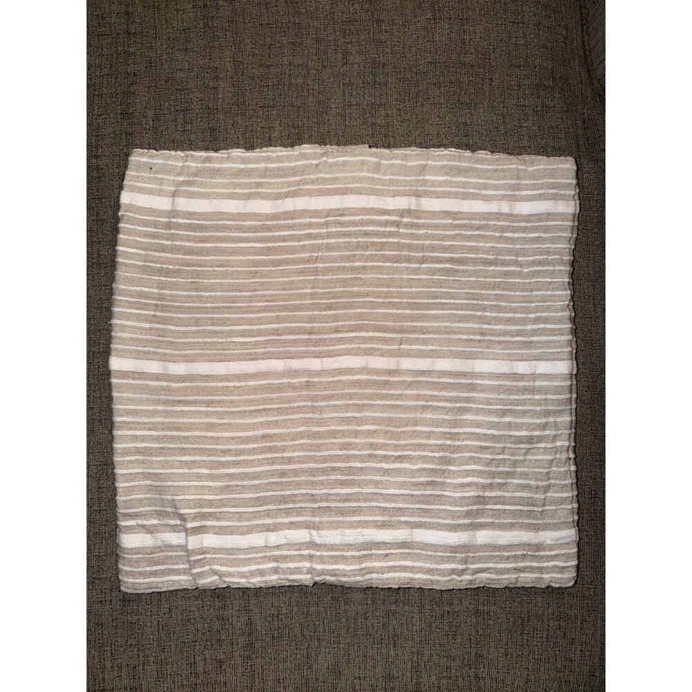 West Elm 20x20 Silk Cotton Stripe Pillow Cover Neutral Taupe Ivory